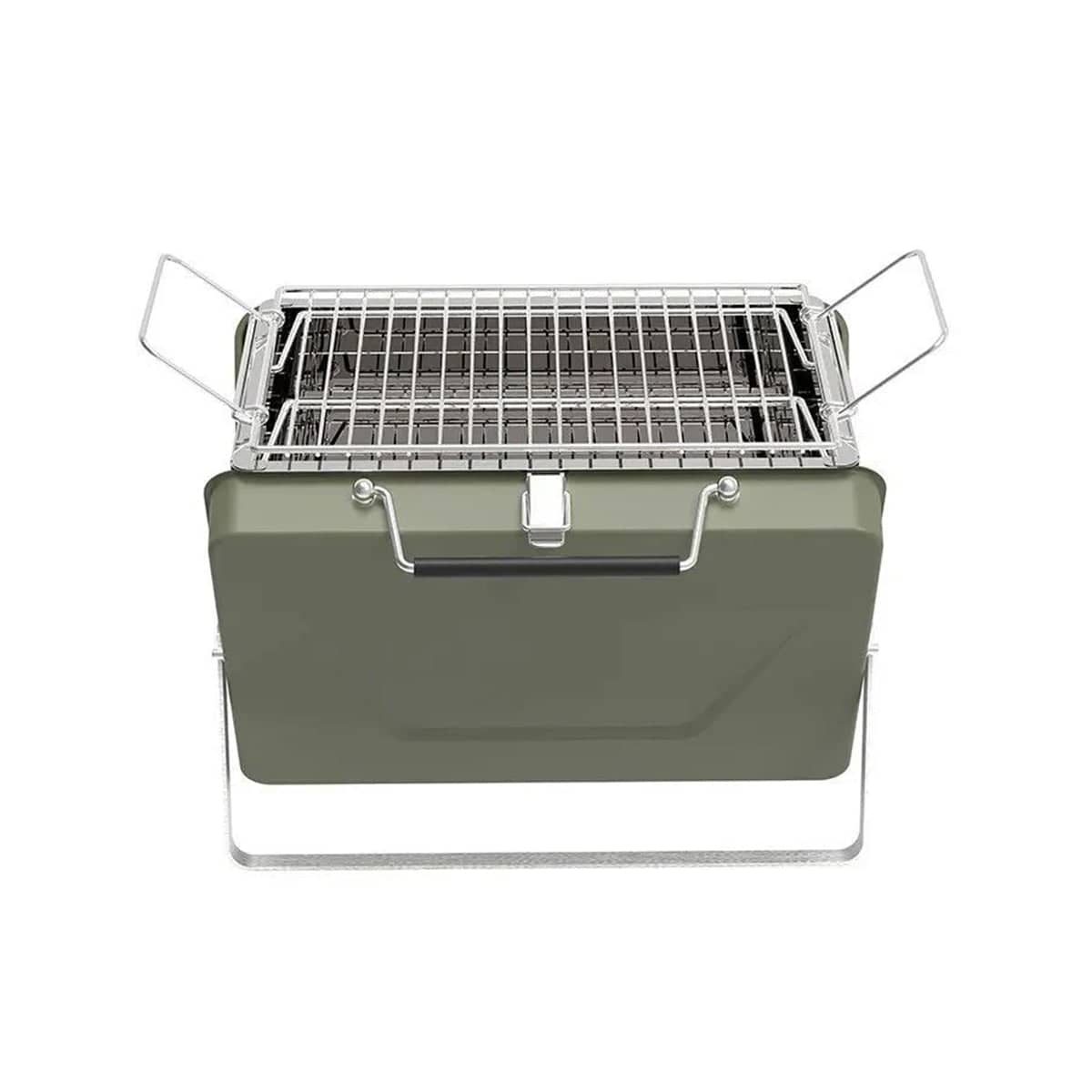 Portable Folding Barbecue Stove for Outdoor Home Use, Olive Green Grill - view 2