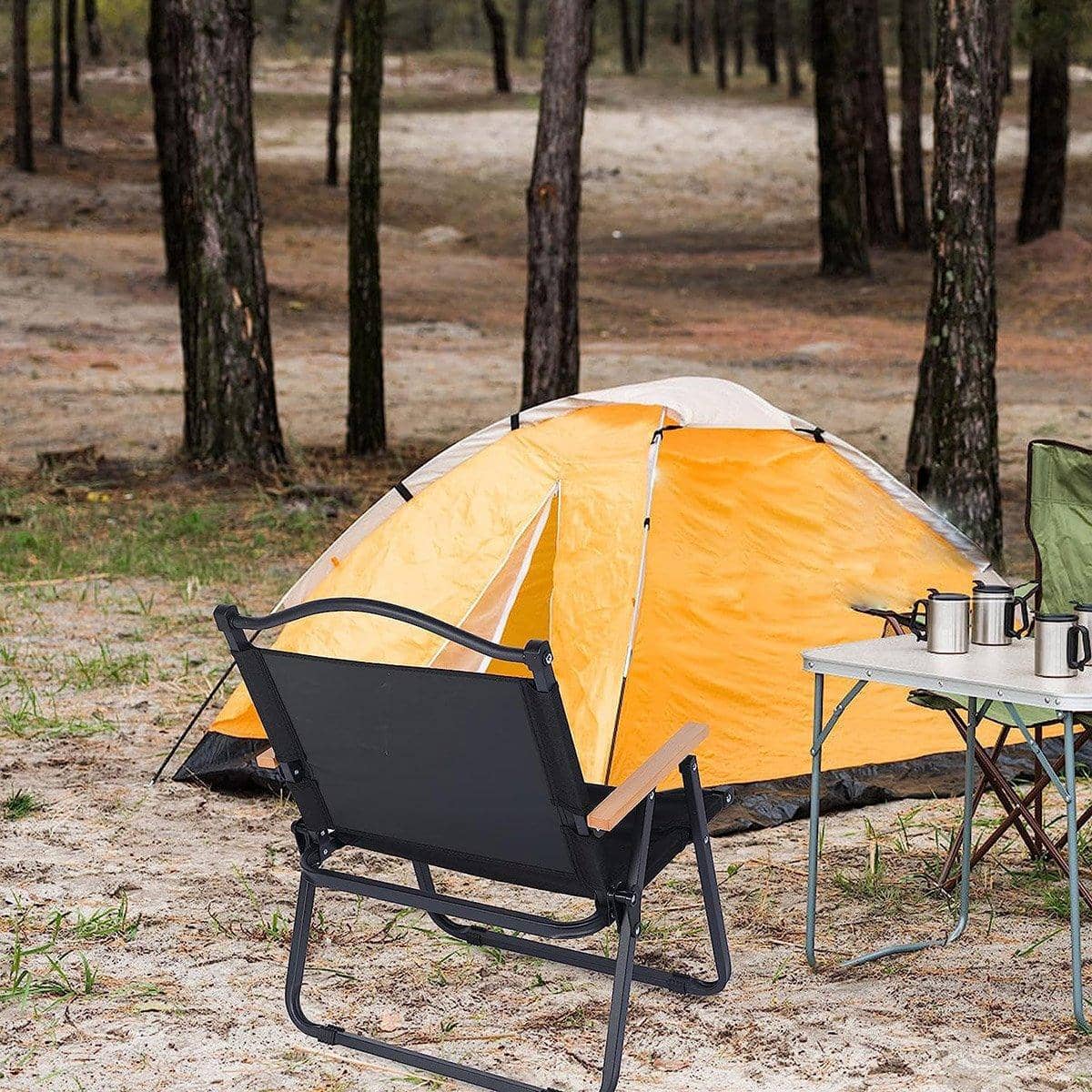 Portable Folding Camping Chair, Lightweight Aluminium Alloy - Khaki - view 5