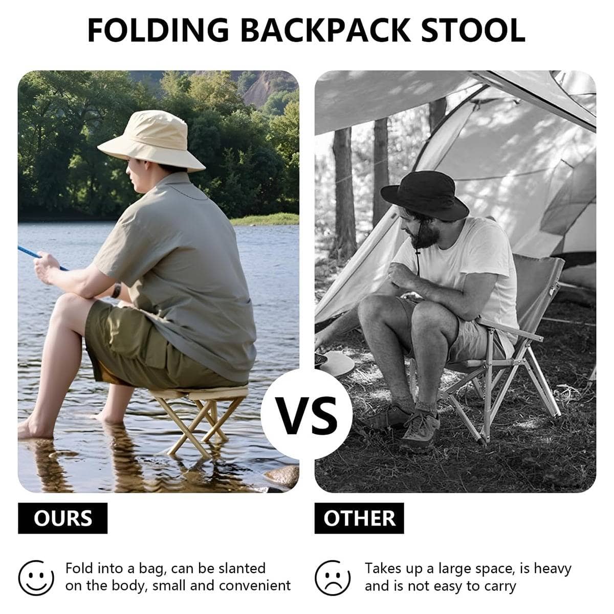 Portable Folding Camping Stool with Side Pocket - Green - view 5