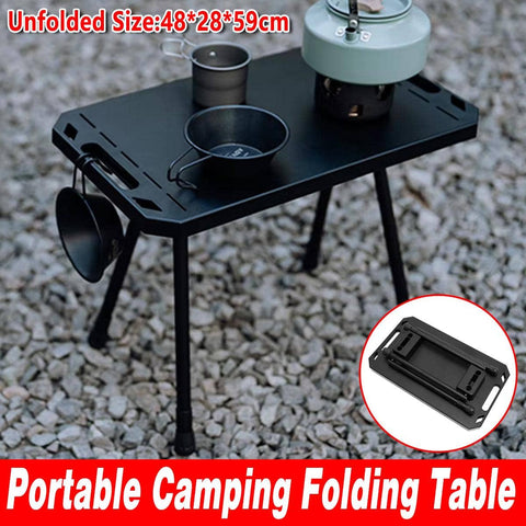 Portable Folding Camping Table with Carry Case, Adjustable Legs, 48 x 28 x 59 cm