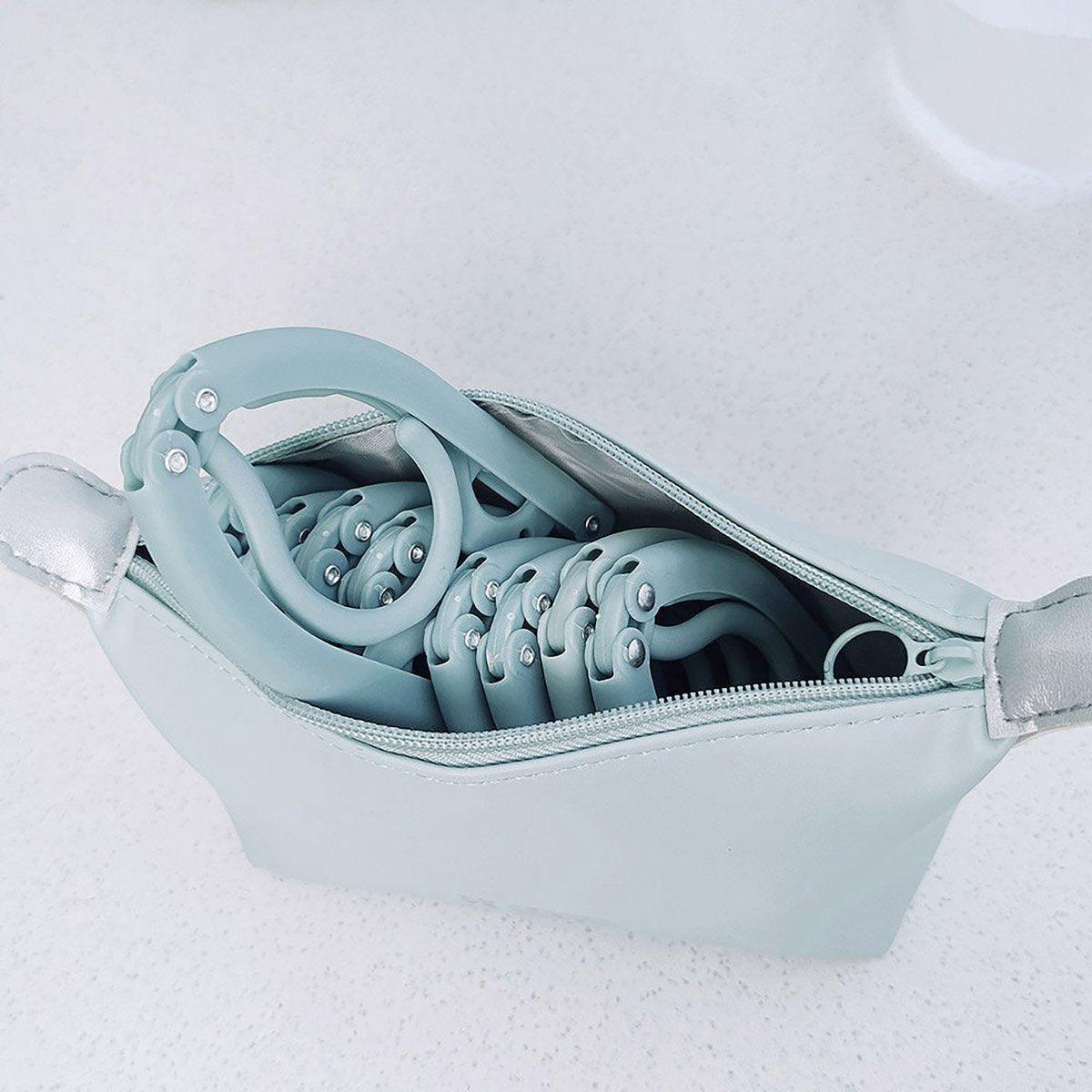 Portable Folding Clothes Hangers for Travel with Storage Bag 8 Pack - Pink - view 14