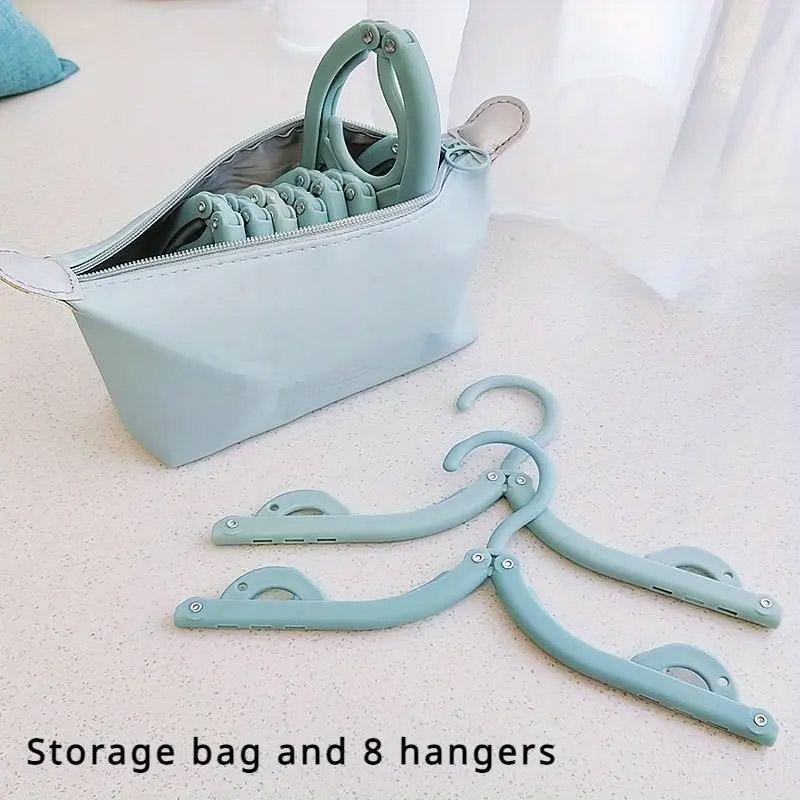 Portable Folding Clothes Hangers for Travel with Storage Bag 8 Pack - Pink - view 7