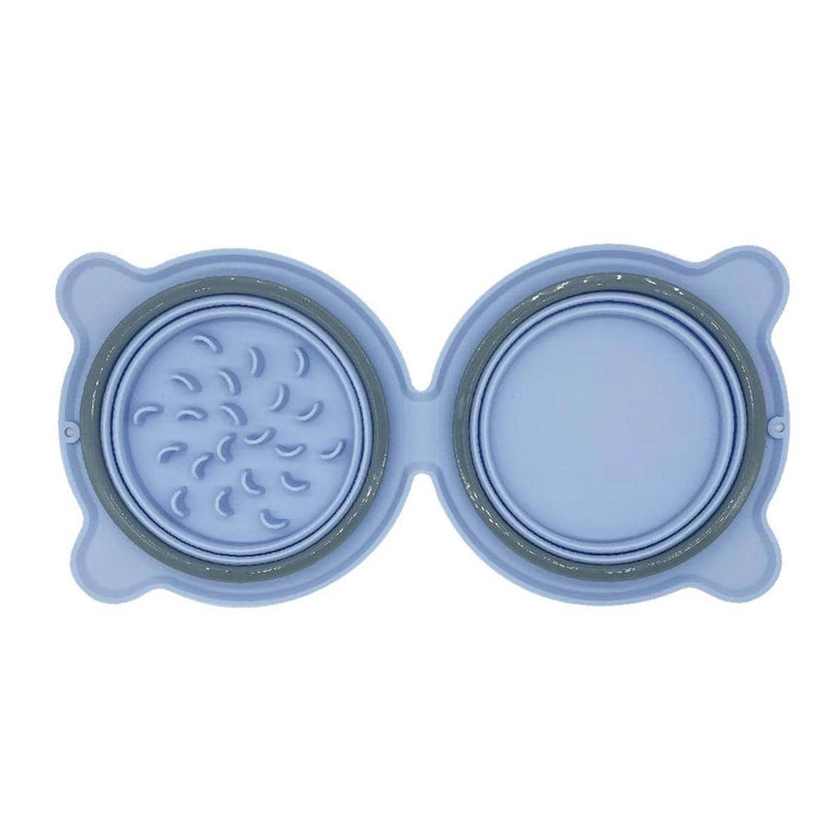 Portable Folding Pet Bowl, Double Bowl - Blue