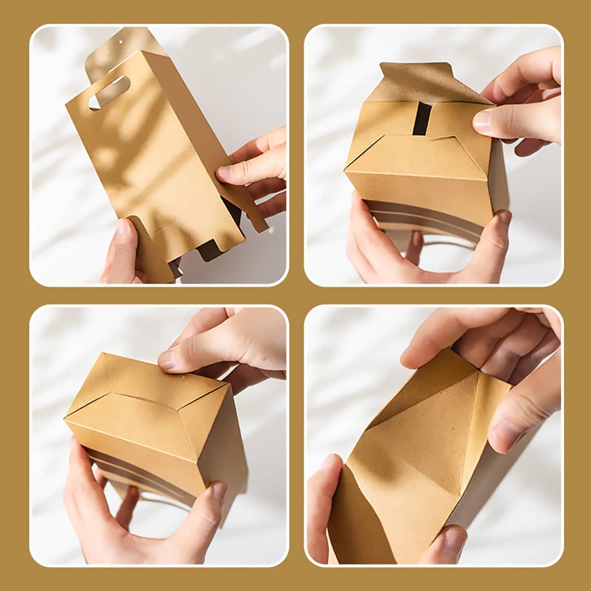 Portable Kraft Paper Gift Boxes with Handle, Set of 50 for Birthdays and Holidays - view 5