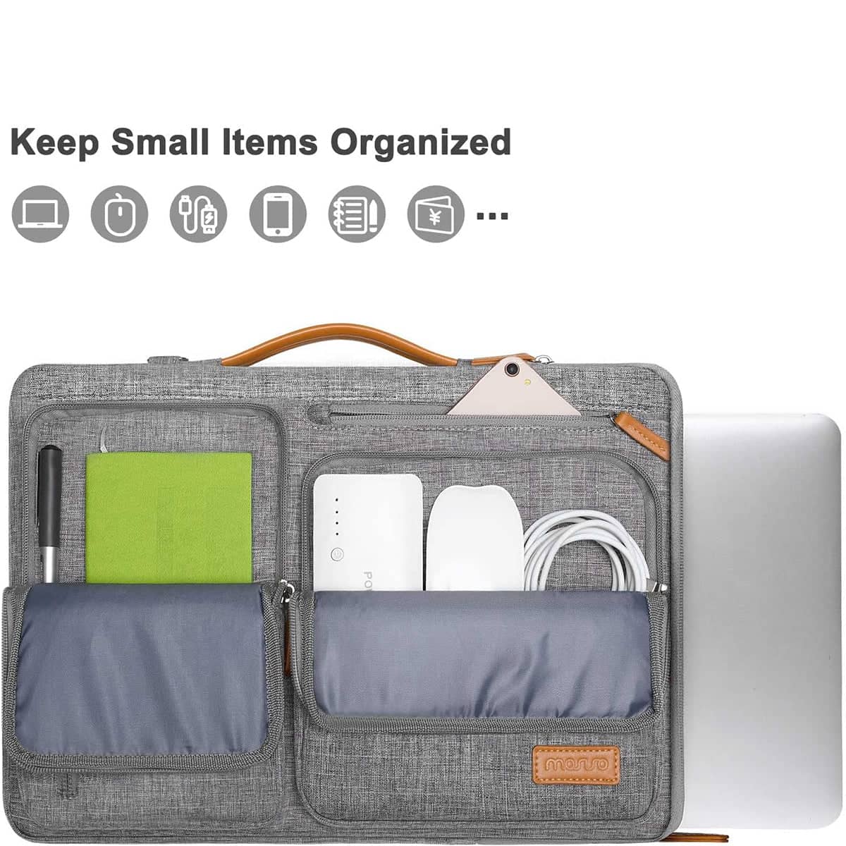 Portable Laptop Shoulder Bag, Oxford Cloth - Black - view 5