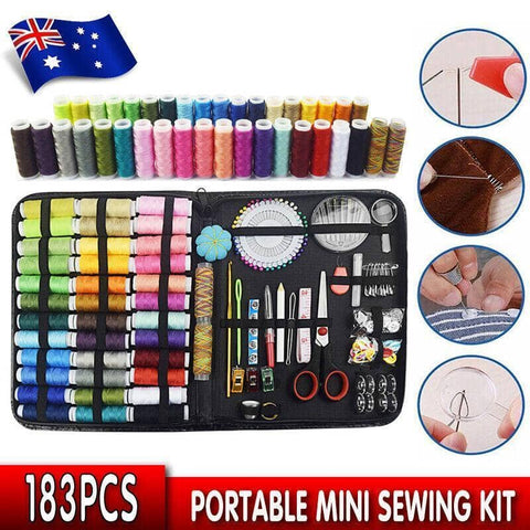 Portable Mini Sewing Kit with 183 Pieces for Home, Travel and Emergencies