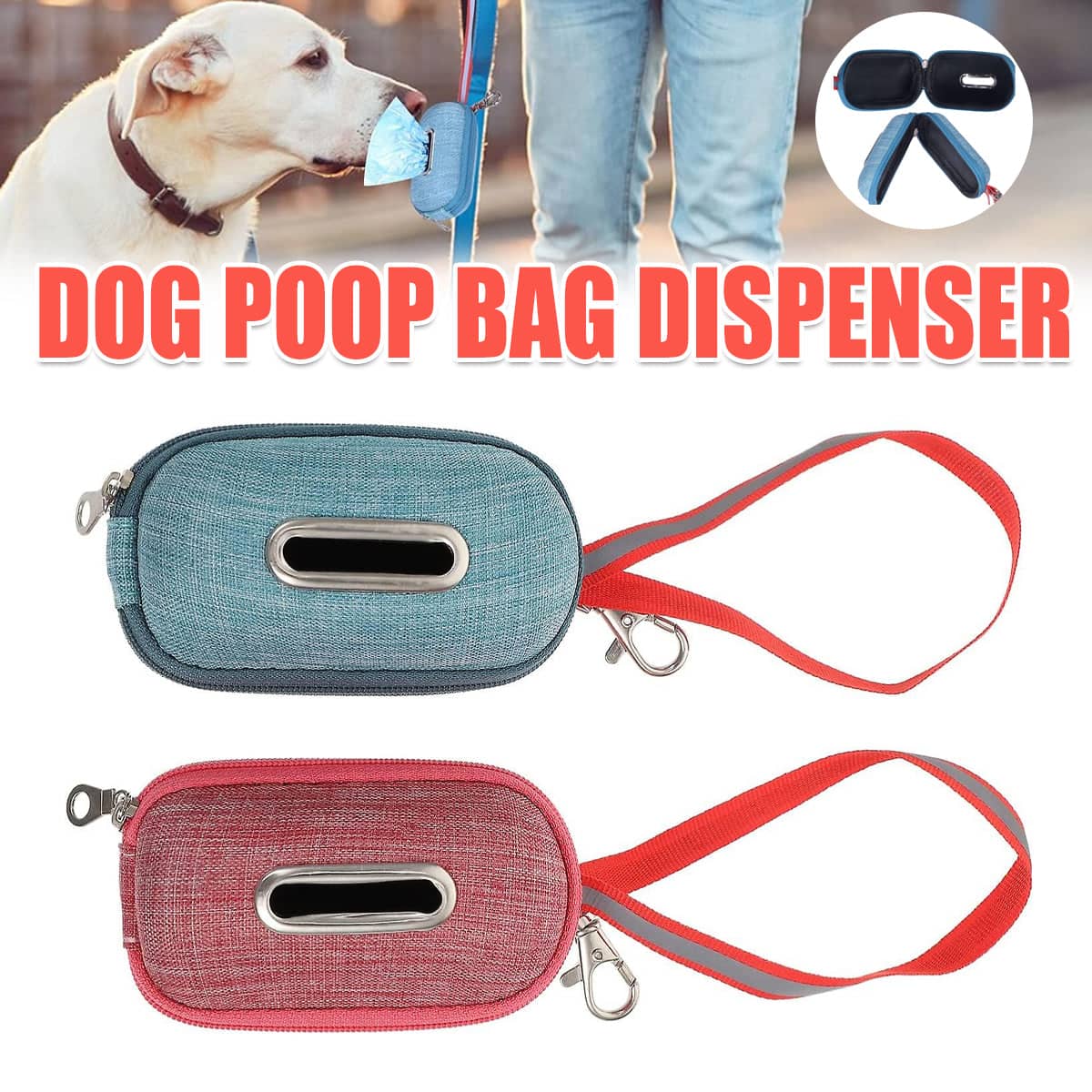 Portable Pet Waste Bag Dispenser with Clip, 11 x 6cm - Blue - view 2