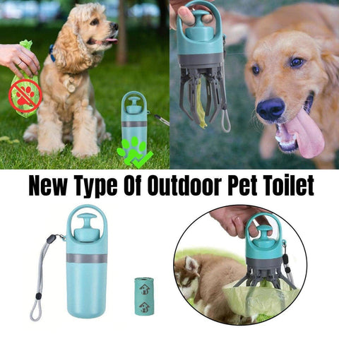 Portable Pet Waste Pick-Up Shovel with Six-Claw Clip and Bag Dispenser