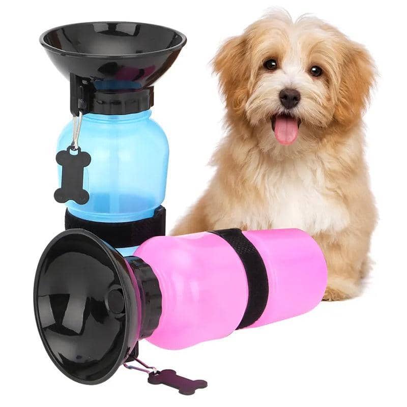 Portable Pet Water Bottle with Bowl, 500ml - Pink - view 5