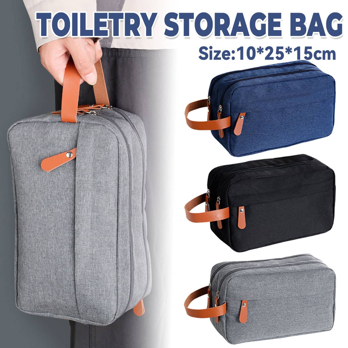 Portable Toiletry Storage Bag for Cosmetics Toiletries Makeup Brushes Razor - Grey - view 2