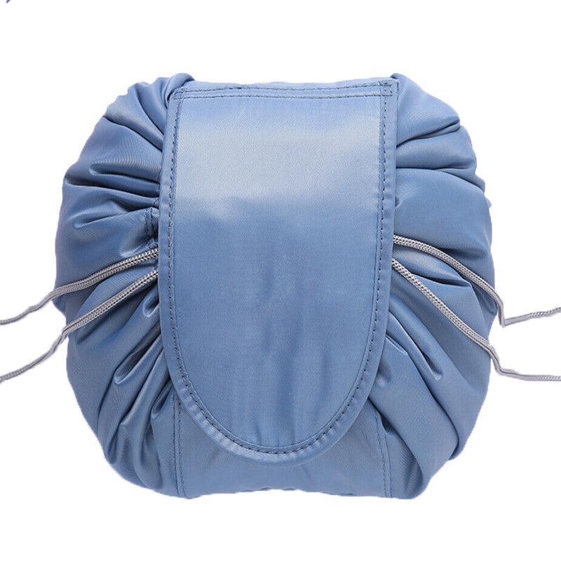 Portable Travel Makeup Bag Drawstring Cosmetic Pouch Organiser - Blue