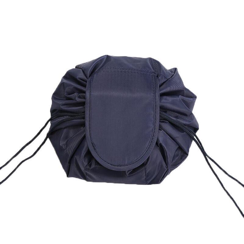 Portable Travel Makeup Bag Drawstring Cosmetic Pouch Organiser - Navy
