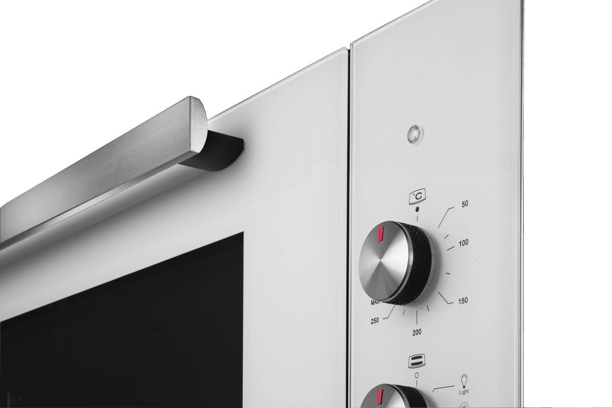 Artusi 90cm Electric Built-In Oven - 98L, White Glass, 9 Functions, Telescopic Runners - CAO900W