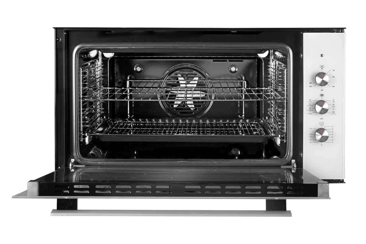 Artusi 90cm Electric Built-In Oven - 98L, White Glass, 9 Functions, Telescopic Runners - CAO900W