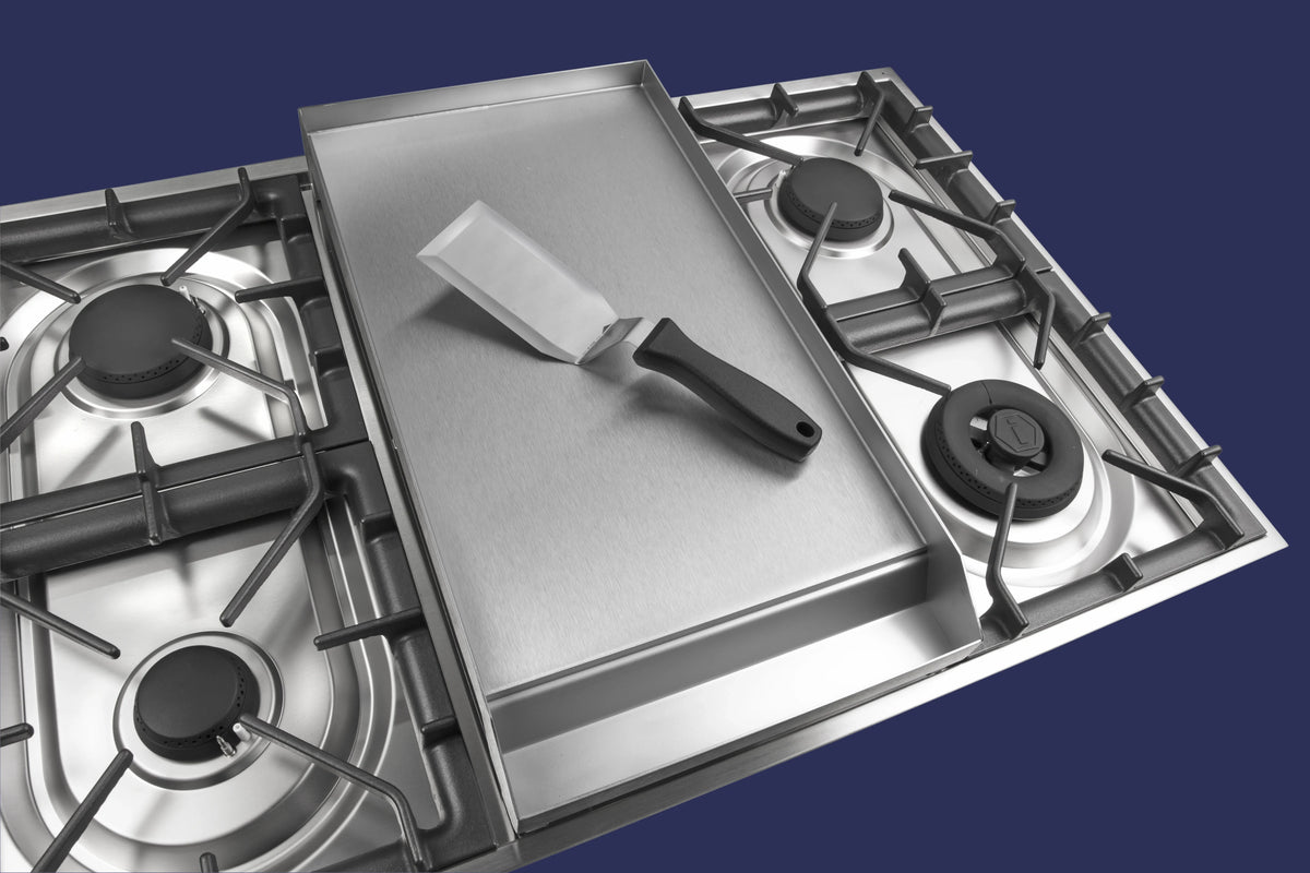 ILVE Professional Plus 90cm 6 Burner and Teppanyaki Freestanding Oven 97L - Gloss Black - P09FDWE3BK