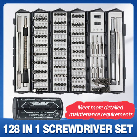 Precision Screwdriver Set, 128-In-1 with 110 Bits and Folding Case, Black