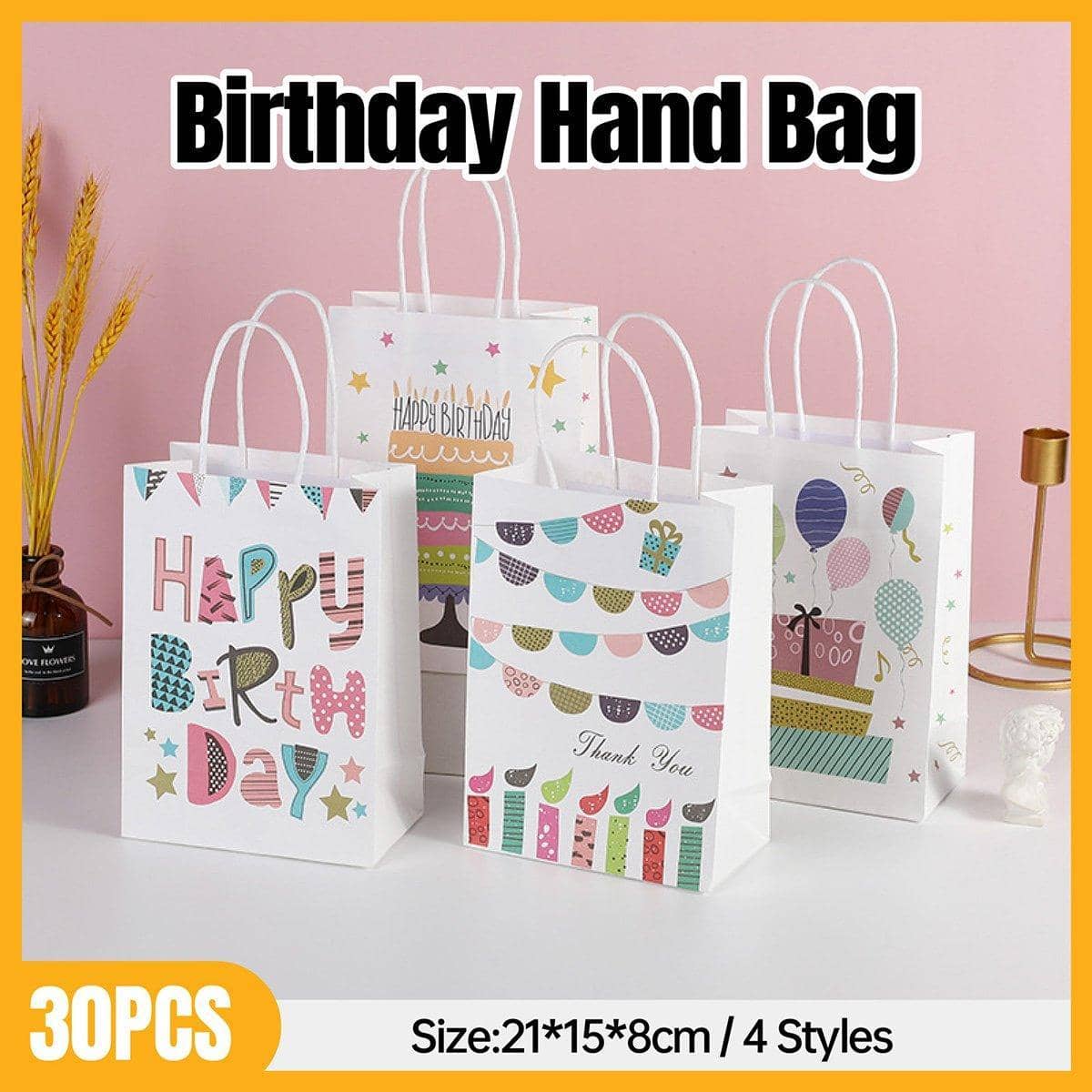 Premium Kraft Paper Tote Bag, Pack of 30 - English Print - view 2