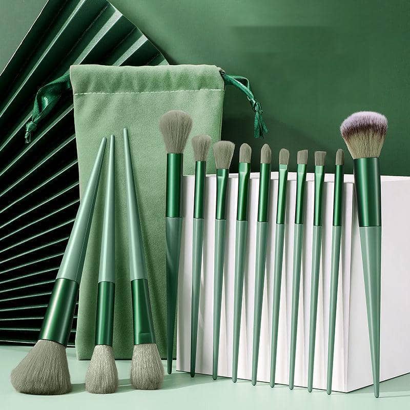 Professional Makeup Brush Set, 13 Pieces with Bag - Pink with Wooden Handles - view 4