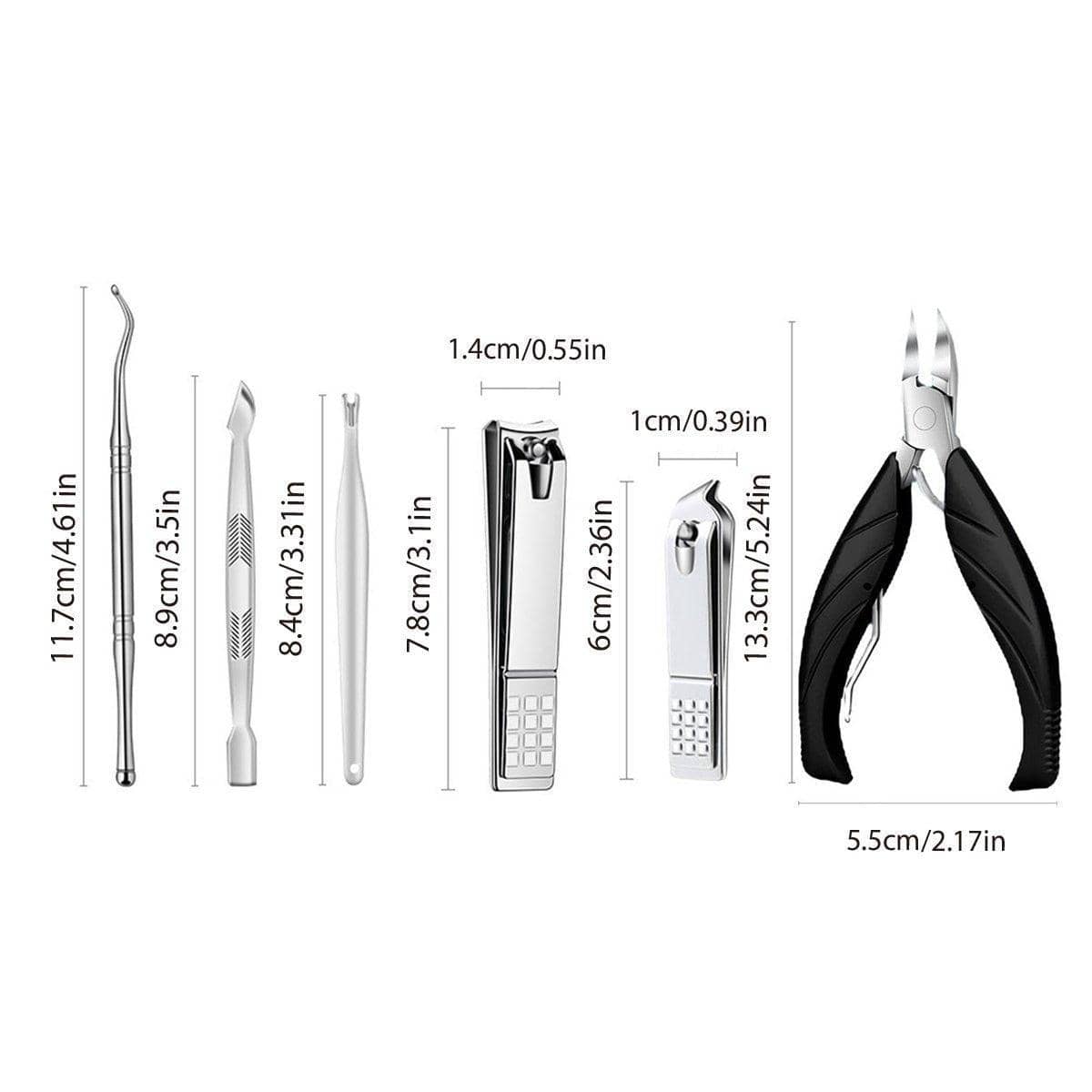 Professional Nail Clippers Set Manicure Pedicure Kit Stainless Steel Tools - Black - view 3