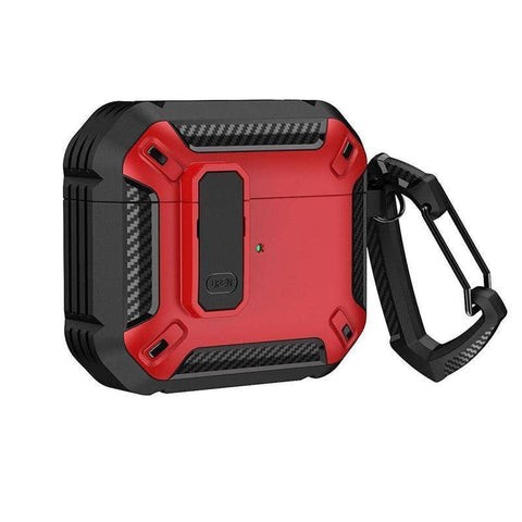 Protective Case with Lock and Hook - Black and Red, for AirPods 3