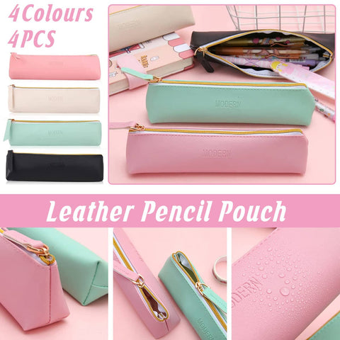 PU Leather Pencil Case and Makeup Bag Set - 4 Piece, 20 x 4.5 x 3.5cm
