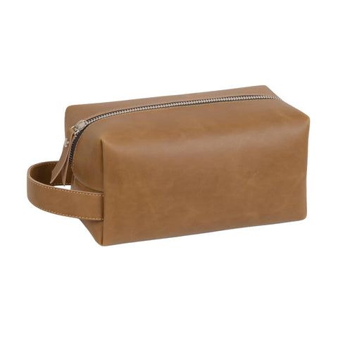 PU Leather Retro Makeup Toiletry Bag - Tan