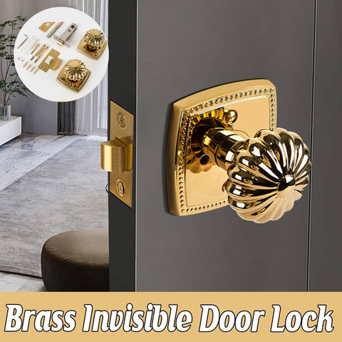 Pumpkin Brass Interior Door Lock with Gold Handle