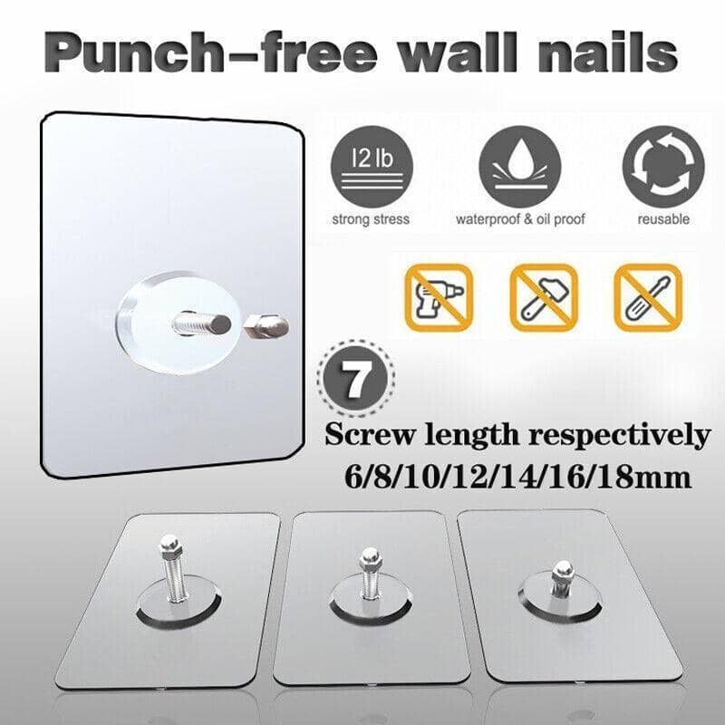 Punch-Free Self-Adhesive Wall Hooks, Pack of 10 - 8 mm Screw - view 2
