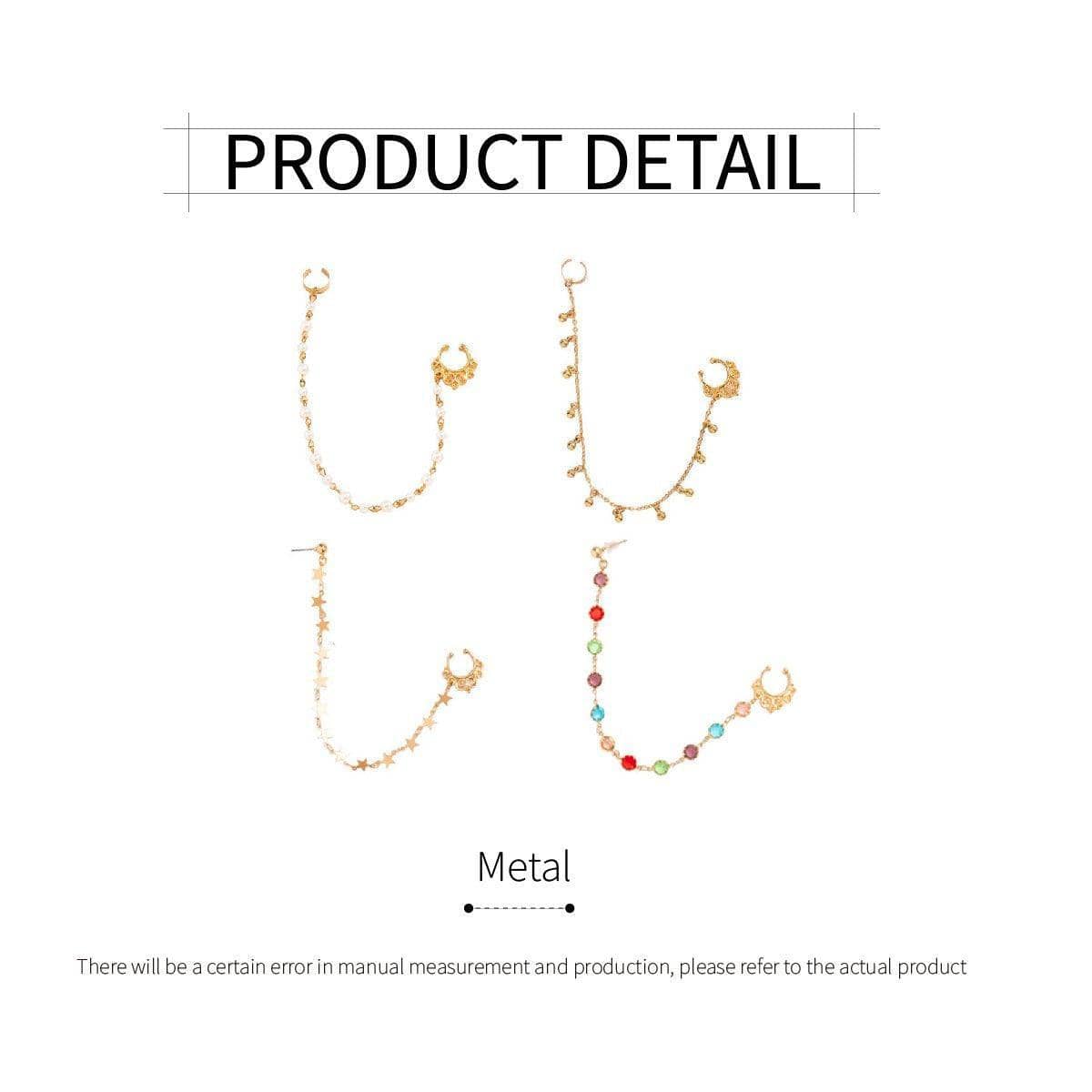 Punk Style Chain Nose Clip and Earring for Women - Multicolour Round Beads - view 4