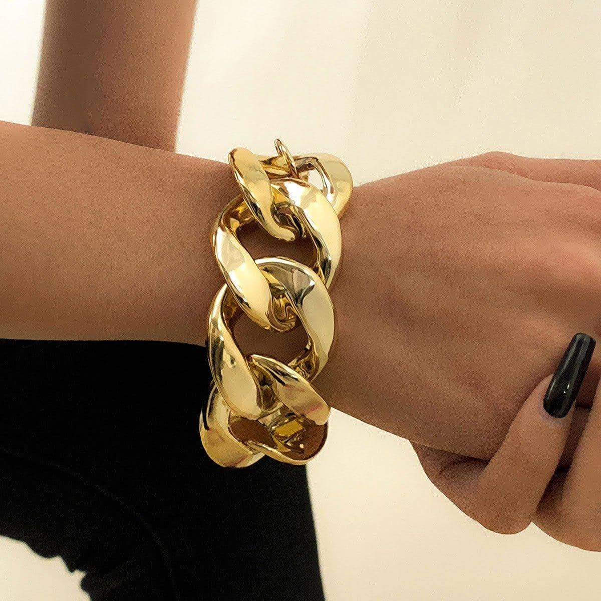 Punk Twist Thick Chain Bracelet for Men and Women, Gold Tone Jewellery - view 5