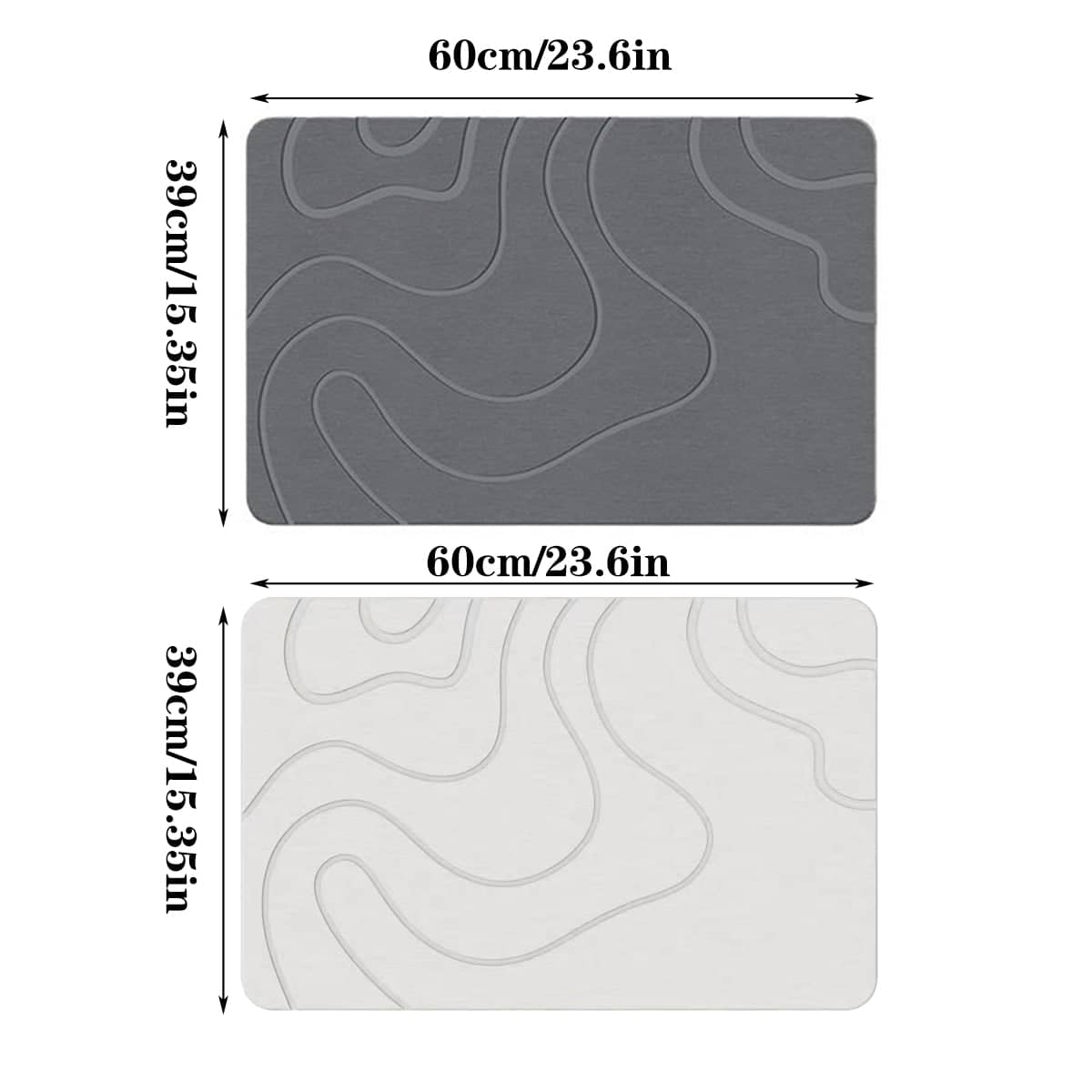 Quick Drying Absorbent Bathroom Floor Mat Non Slip with Wave Texture - Grey - view 4
