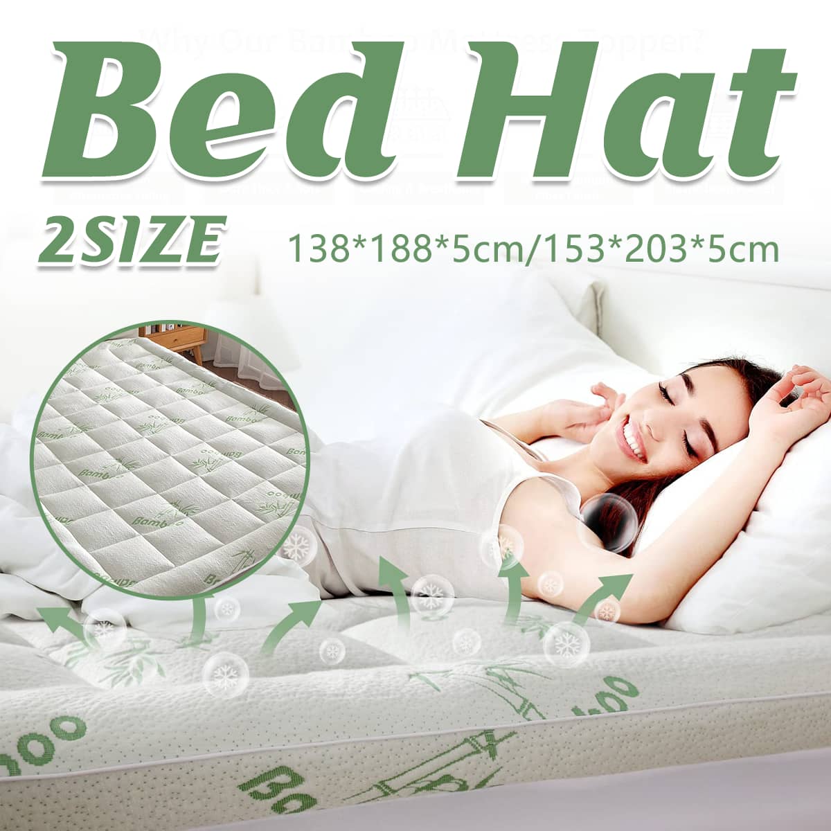 Quilted Bamboo Fibre Mattress Protector - Double (138 x 188cm) - view 2