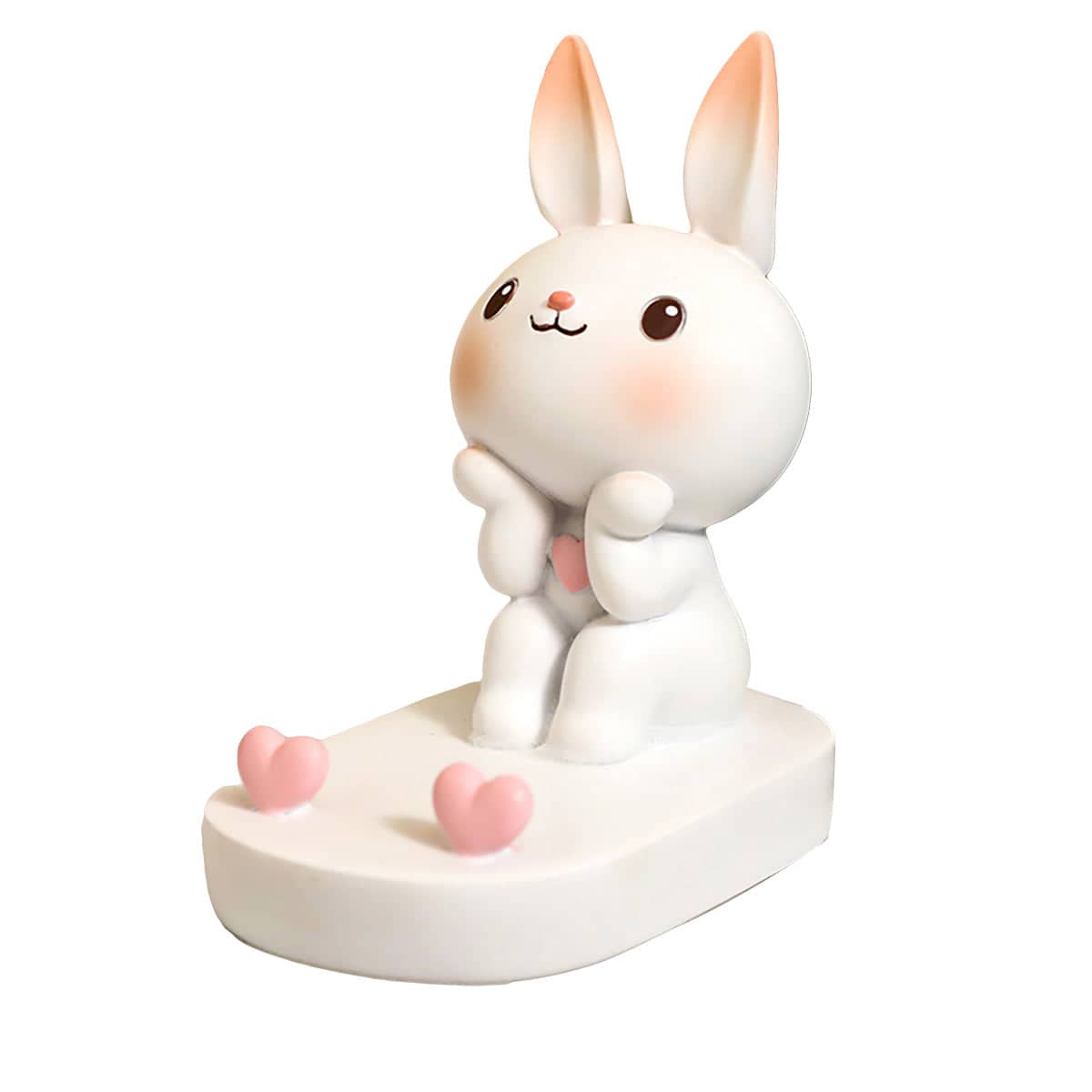Rabbit Phone Holder Resin Desktop Stand - White