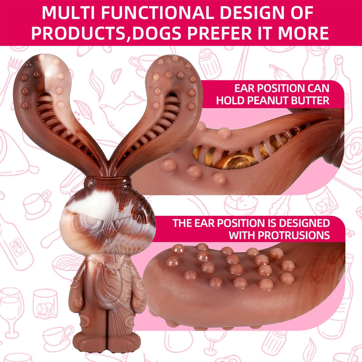 Rabbit Shaped Dog Chew Toy with Beef Flavour, Durable Nylon Teeth Cleaning Toy - view 5