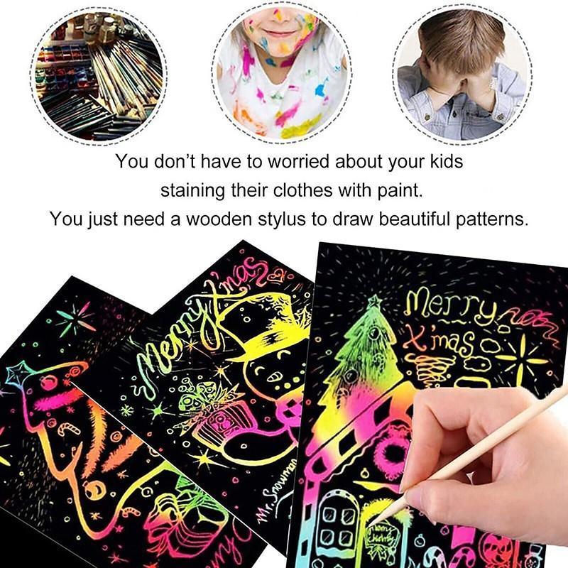 Rainbow Scratch Art Paper with Bamboo Pen - 10 Sheets and 1 Pen - view 5