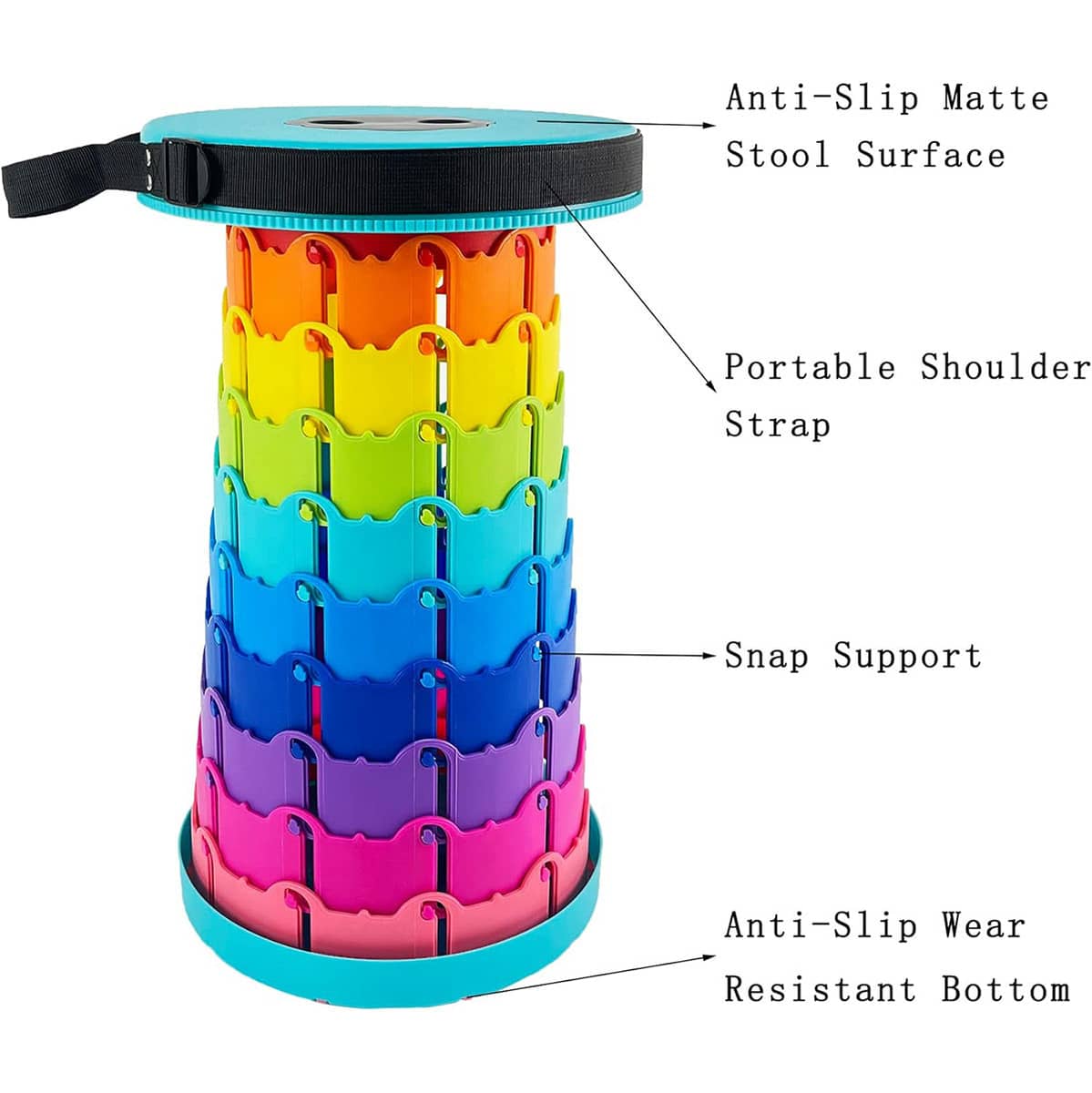Rainbow Telescopic Folding Stool Thickened Camping Seat - Orange Seat - view 5