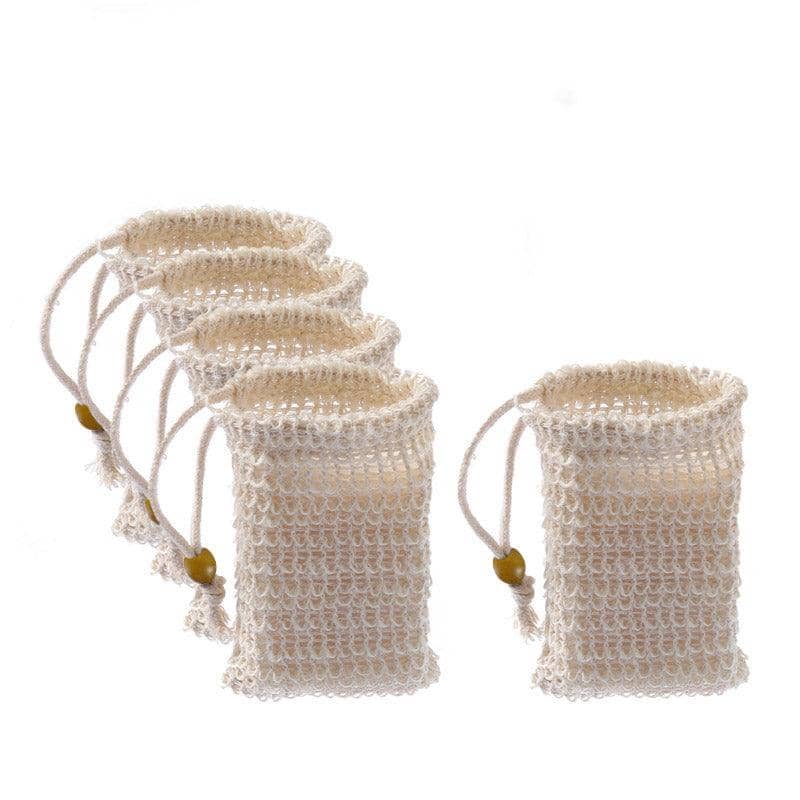 Ramie Soap Saver Bag with Drawstring and Foaming Mesh - Beige, Single Bag - view 3