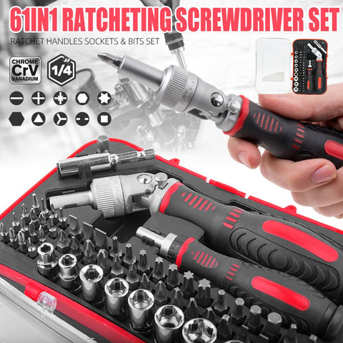 Ratchet Screwdriver Set for Home DIY, 61 Piece Tool Kit