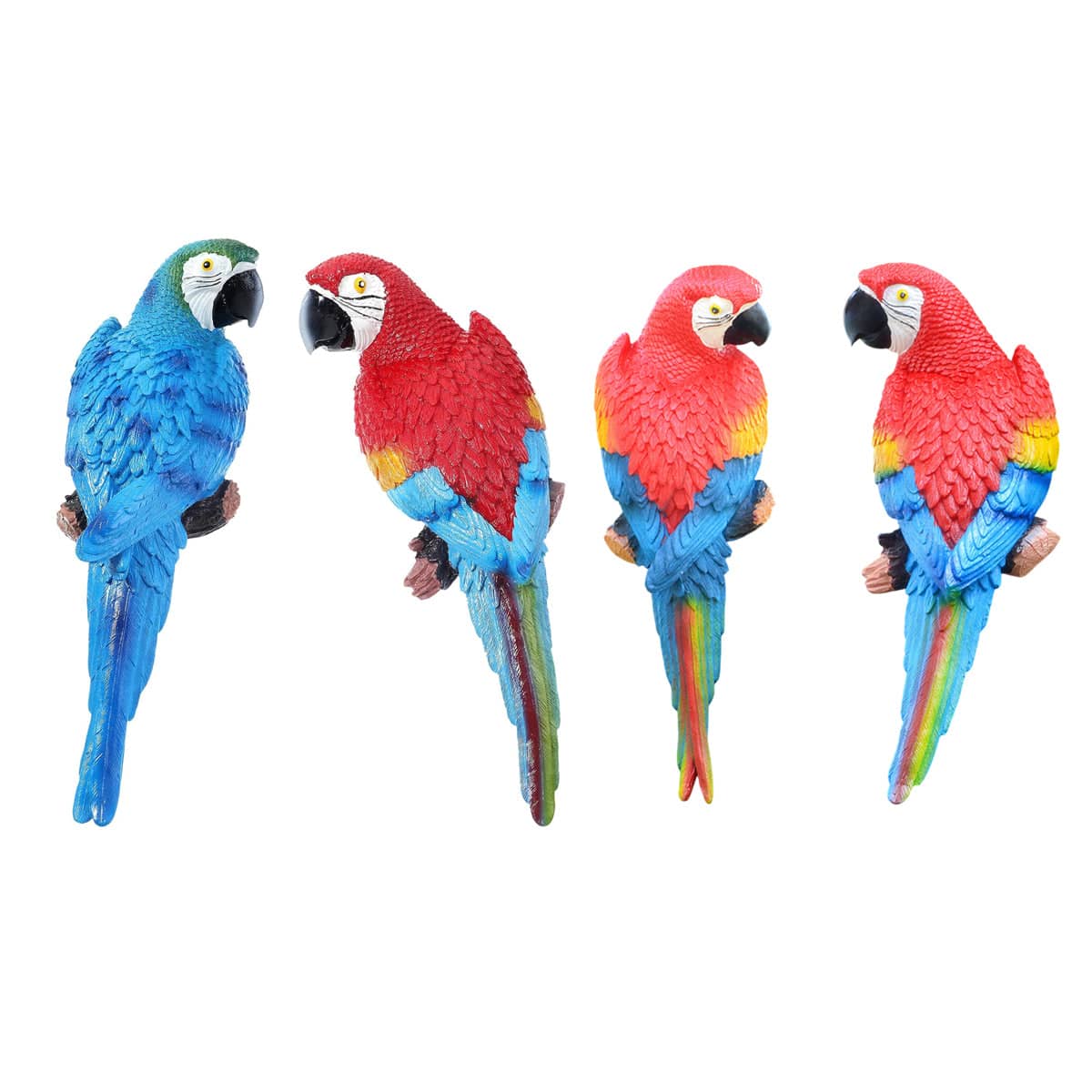 Realistic Resin Parrot Wall Hanging Pair for Home and Garden - Red - view 3