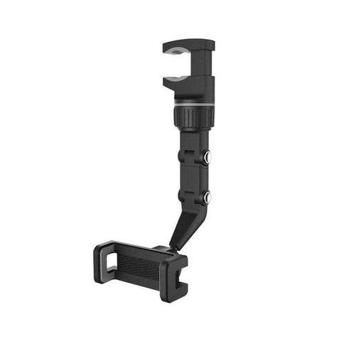 Rearview Mirror Phone Holder Adjustable ABS Mount - Grey