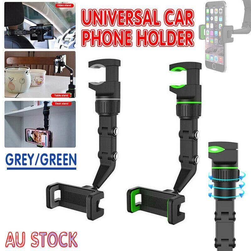 Rearview Mirror Phone Holder Adjustable ABS Mount - Grey - view 2