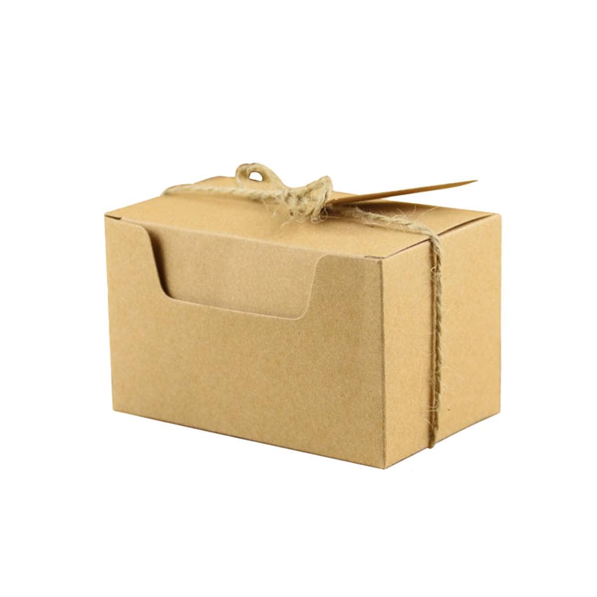 Rectangle Retro Kraft Paper Candy Boxes, Pack of 50 - Natural Kraft Wedding Favour Packaging - view 2