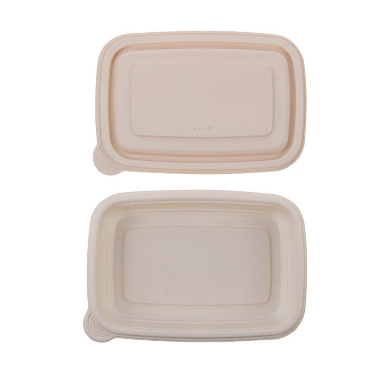 Rectangular Corn Starch Lunch Boxes with Lids, Pack of 50 - 850 ml (210 x 140 x 51 mm)
