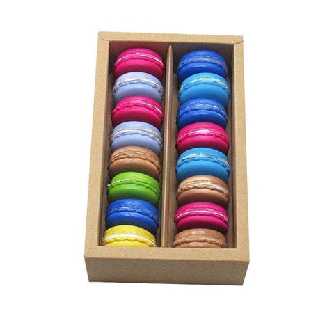Rectangular Macaron Boxes for Favours, Pack of 25 - Kraft Brown, 16 Hold