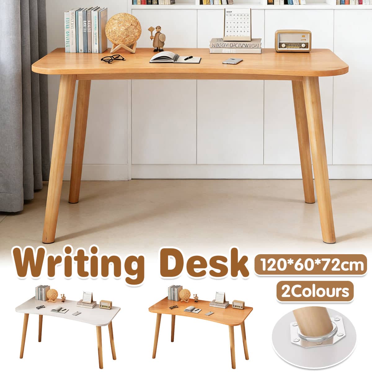 Rectangular Writing Desk 120 cm for Home Office, Study and Laptop Use - White - view 2