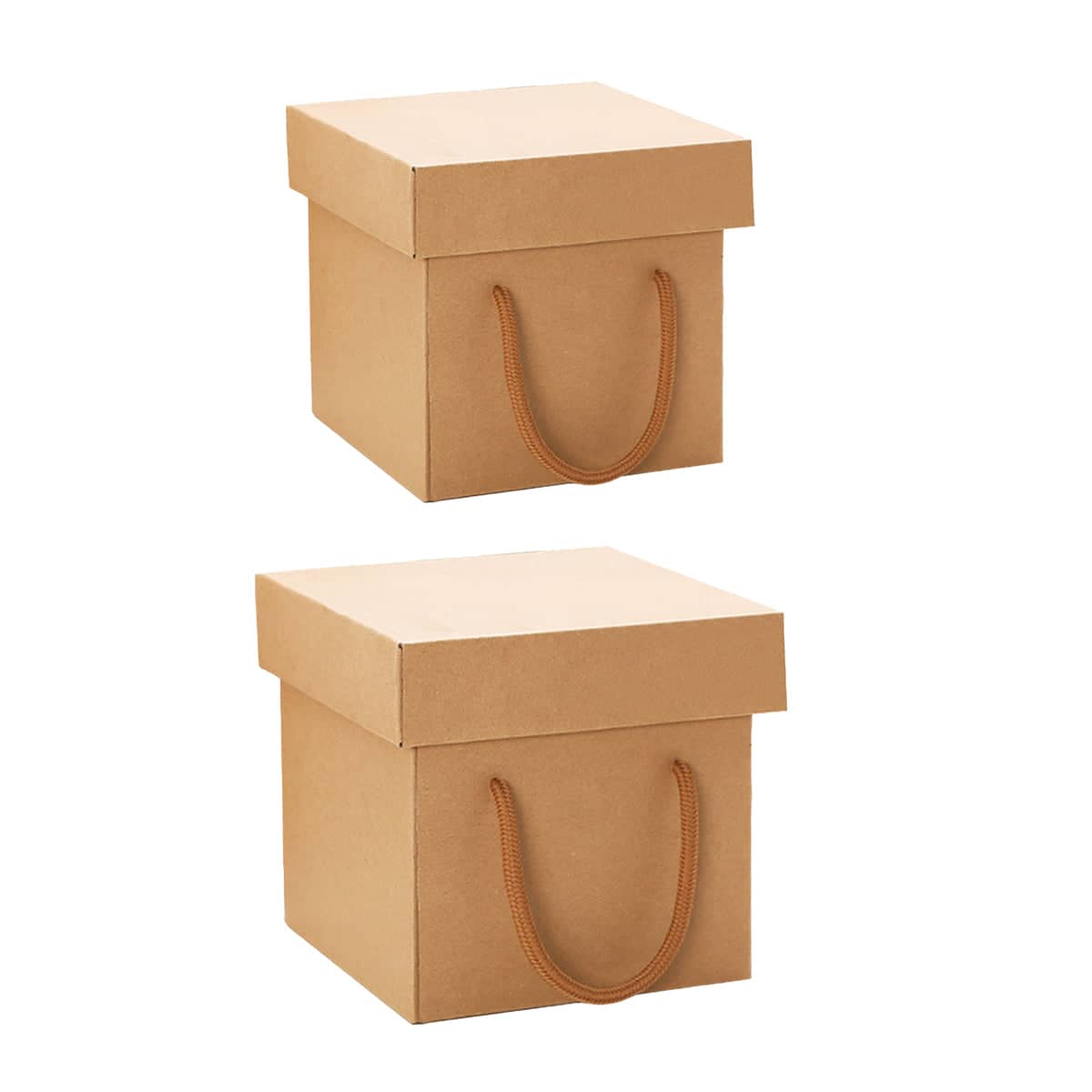Recyclable Kraft Paper Gift Box with Handles, Pack of 10 - 20 cm Cube - view 3