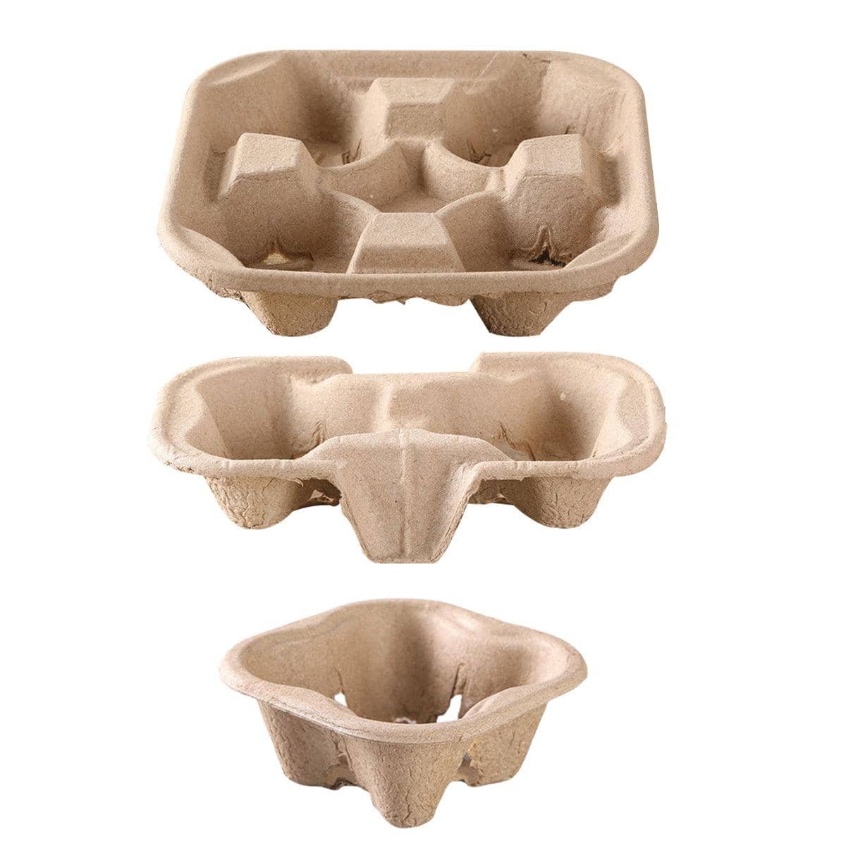 Recycled Paper Pulp Cup Carry Trays, Pack of 100 - 1 Cup - view 3