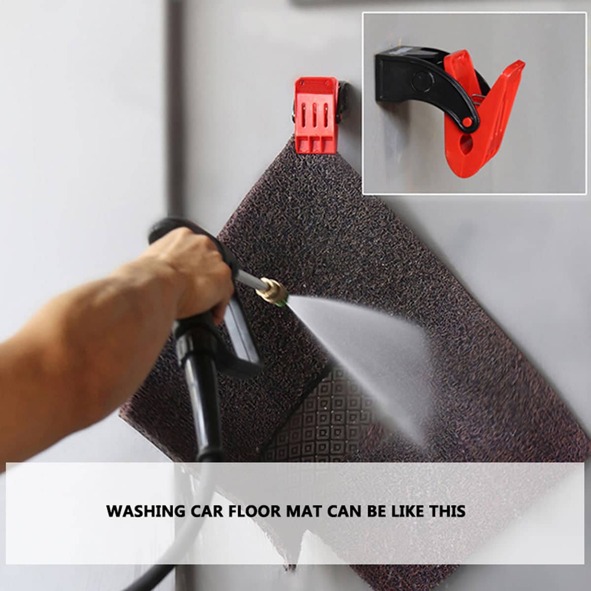 Red and Black Wall Mounted Car Wash Mat Clips, Pack of 4 - view 5
