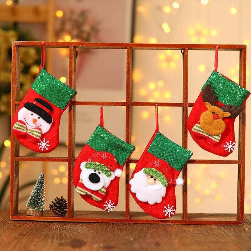 Red Velvet Christmas Stocking Gift Bag - Deer - view 4
