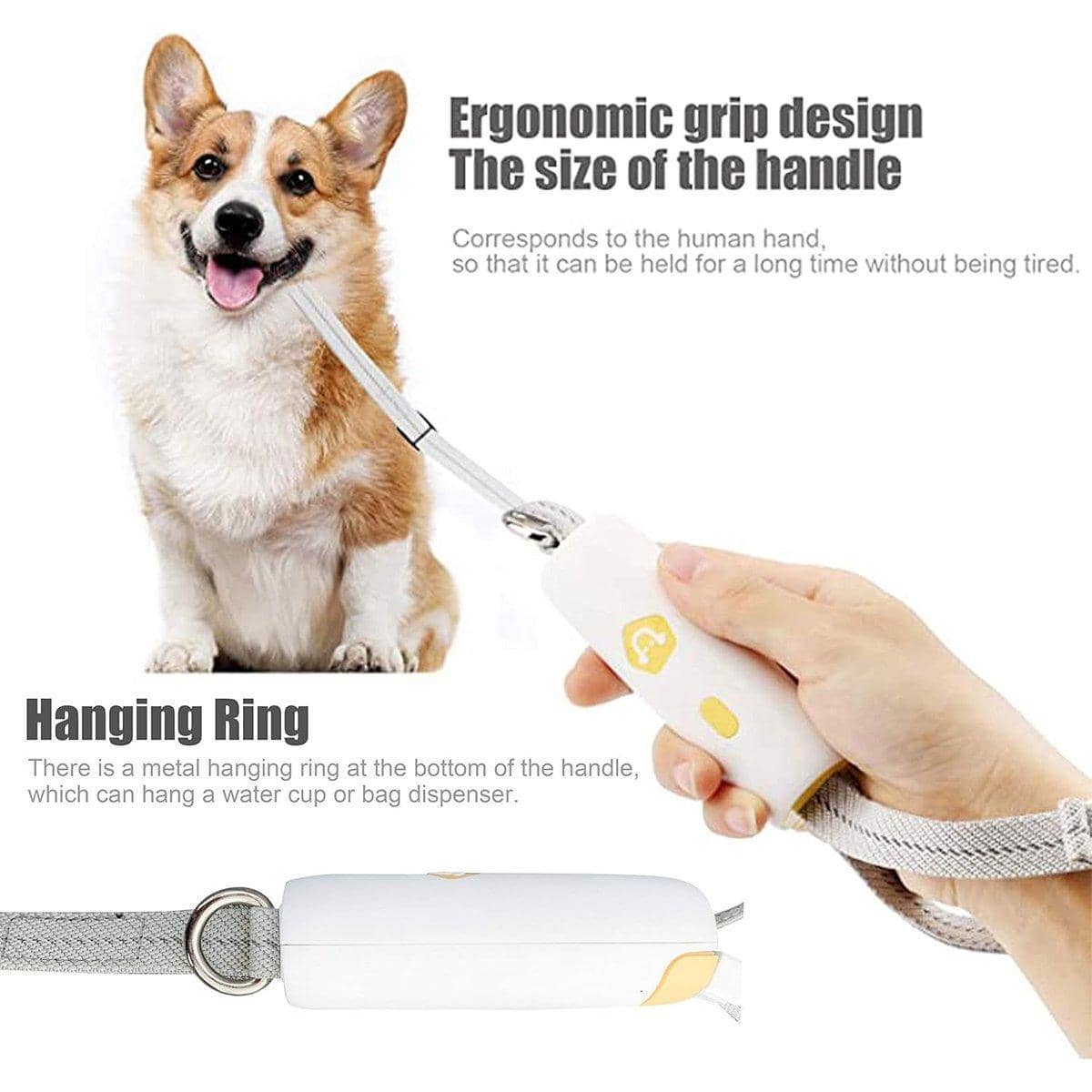 Reflective Nylon Dog Leash, Adjustable 0.95 to 1.6 m - White and Grey - view 5